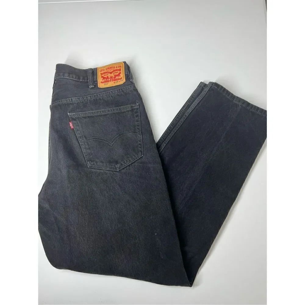Levi's 550 Comfort Fit 38x34Tag Faded Men's Denim Jeans Black